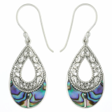 Open Drop 925 Silver Abalone Paua Dangle Earrings